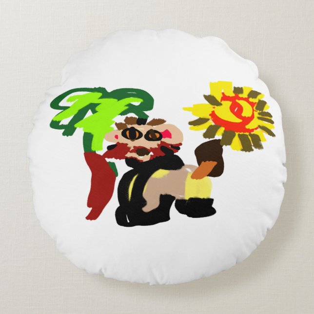 Lion warm blossom  round cushion (Front)