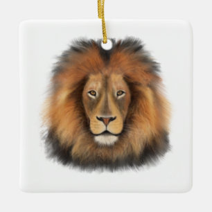 lion watercolor Leo king safari animal jungle cat Ceramic Ornament