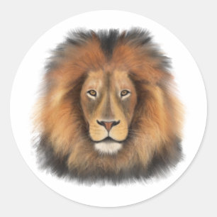 lion watercolor Leo king safari animal jungle cat Classic Round Sticker