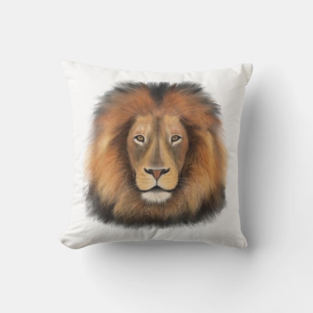 lion watercolor Leo king safari animal jungle cat  Cushion (Front)