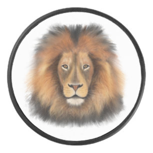 lion watercolor Leo king safari animal jungle cat Hockey Puck