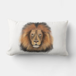 lion watercolor Leo king safari animal jungle cat Lumbar Cushion