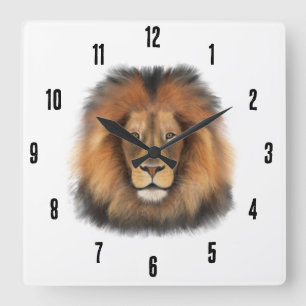 lion watercolor Leo king safari animal jungle cat Square Wall Clock