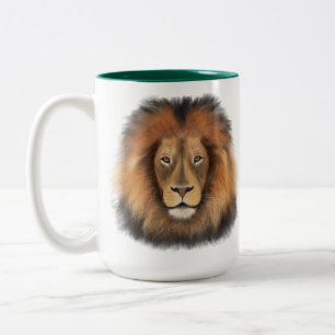 lion watercolor Leo king safari animal jungle cat Two-Tone Coffee Mug