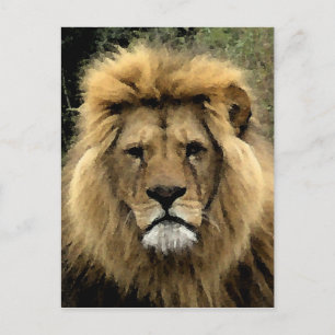 Lion Watercolour Portrait Postcard