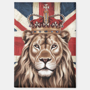 Lion Wearing a Crown British Flag Magnet