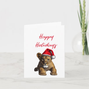 Lion Wearing a Santa Claus Hat Blank Card