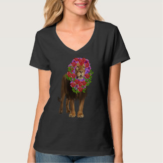 Lion wearing Floral on its Mane Love Lions T-Shirt