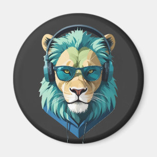 Lion Wearing Hoodie Funny Cool Animal Character  Magnet
