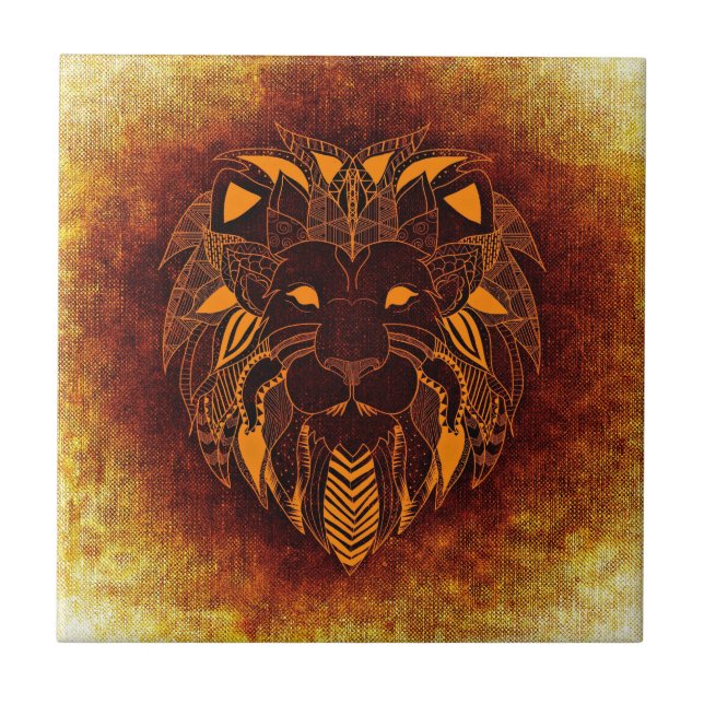 Lion wild animal abstract tile (Front)
