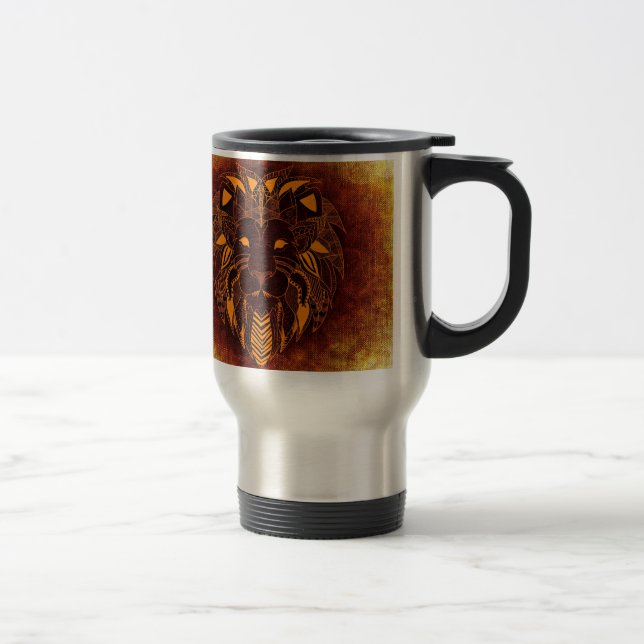 Lion wild animal abstract travel mug (Right)