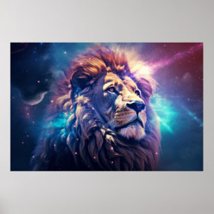 Lion Wild Animal Majestic Wilderness Surrealist Poster