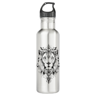 Lion Wild Animal Nature Illustration Art Tattoo 710 Ml Water Bottle