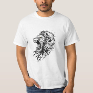 Lion Wild Animal Nature Illustration Art Tattoo T-Shirt