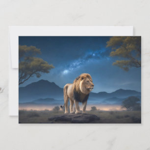 Lion Wild Majestic Animal On A Starry Galaxy Night Announcement