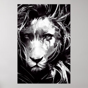 Lion Wild Nature Free Spirit Art Brush Painting Poster