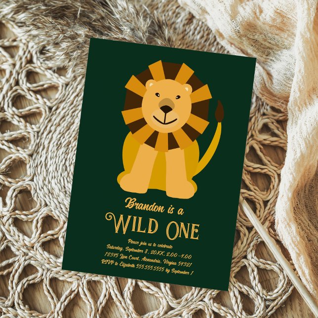 Lion Wild One First Birthday, Jungle Safari Photo Invitation (Creator Uploaded)