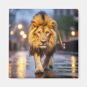 Lion Wildlife Animal On Street Outdoors  Magnet