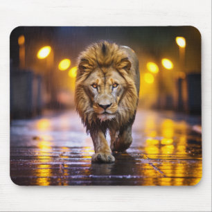 Lion Wildlife Animal On Street Outdoors Mouse Pad