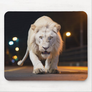 Lion Wildlife Animal On Street Outdoors Mouse Pad