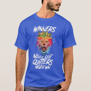 Lion Winners Never Quit Beast King Workout Motiva T-Shirt