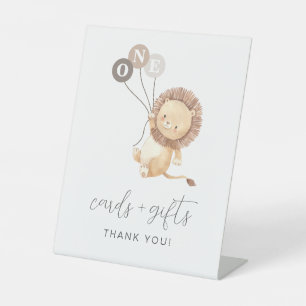 Lion with 3 Brown Balloons Cards Gifts Sign
