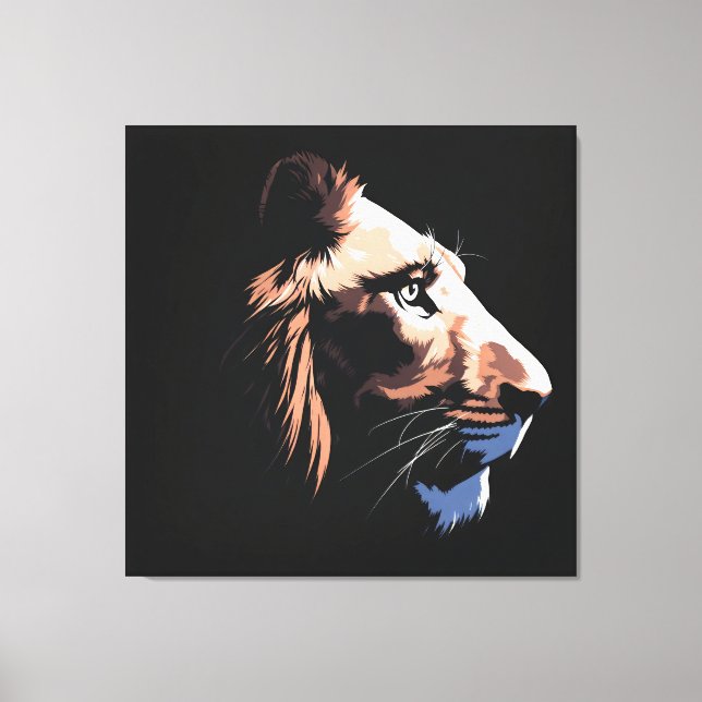 Lion with Black Background | HD Canvas Print (Front)
