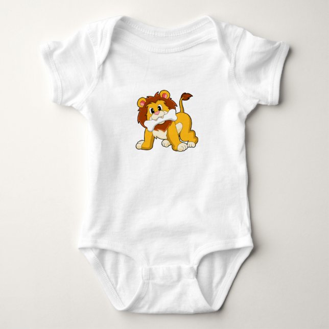 Lion with Bone Baby Bodysuit (Front)