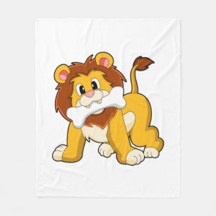 Lion with Bone Fleece Blanket