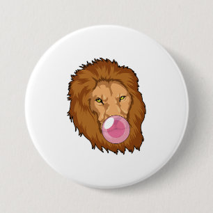 Lion with Bubble gum 7.5 Cm Round Badge
