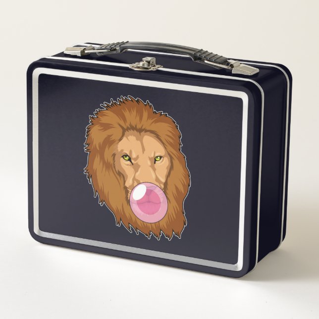 Lion with Bubble gum Metal Lunch Box (Front)