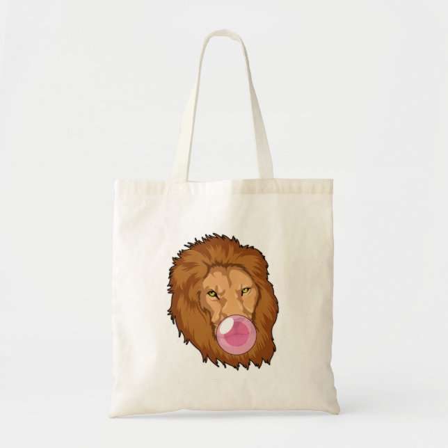 Lion with Bubble gum Tote Bag (Front)