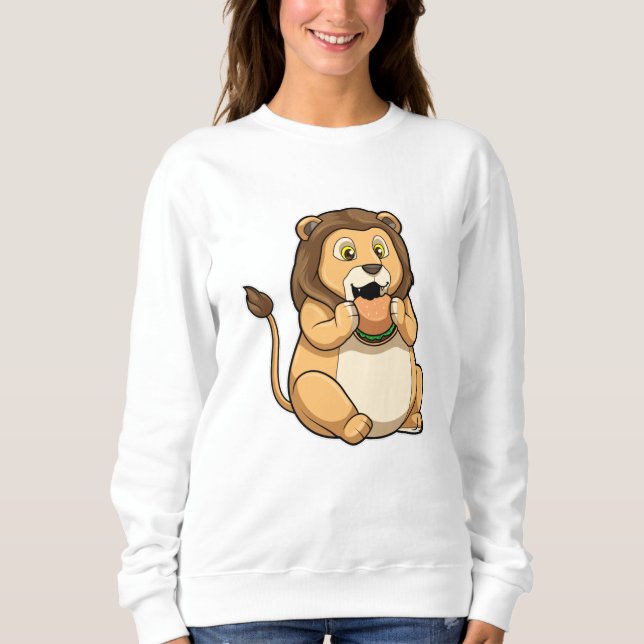 Lion with Burger Sweatshirt (Front)