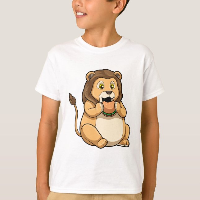 Lion with Burger T-Shirt (Front)