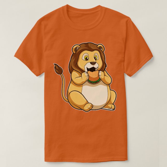 Lion with Burger T-Shirt (Design Front)