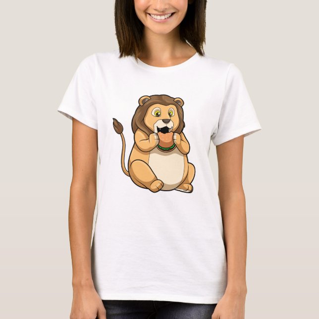 Lion with Burger T-Shirt (Front)