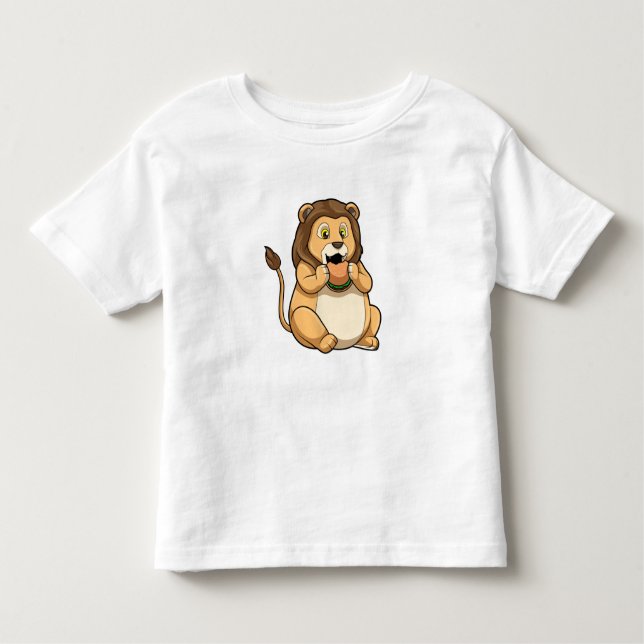 Lion with Burger Toddler T-Shirt (Front)