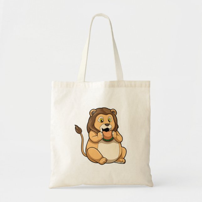 Lion with Burger Tote Bag (Front)