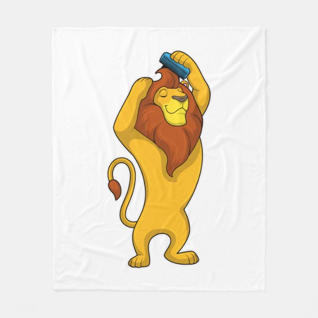 Lion with Comb Fleece Blanket (Front)