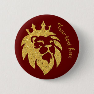 Lion With Crown - Gold Style 1 6 Cm Round Badge