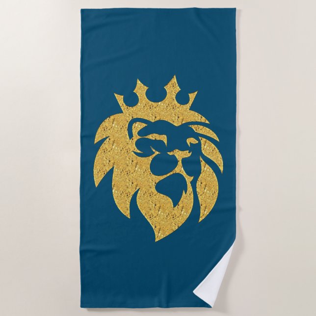 Lion With Crown - Gold Style 1 Beach Towel (Front)