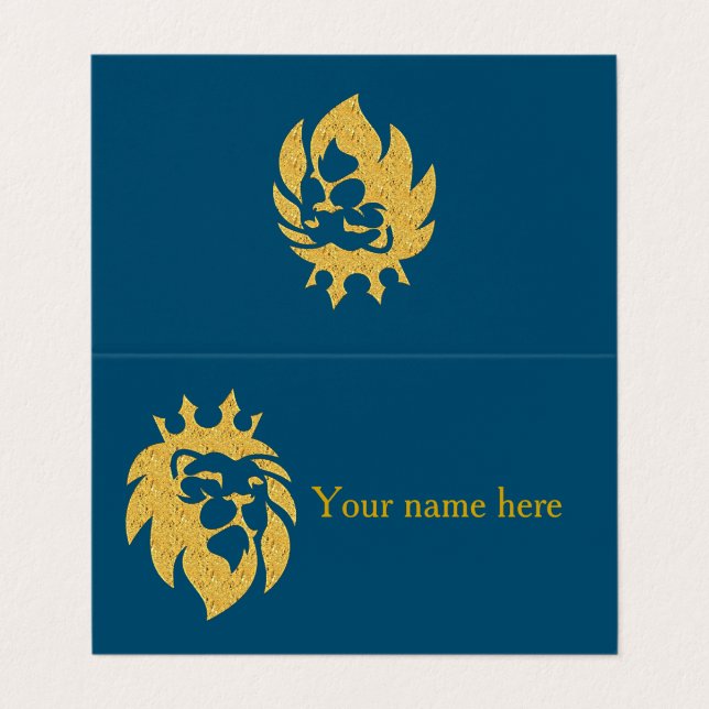 Lion With Crown - Gold Style 1 Business Card (Outside Unfolded)