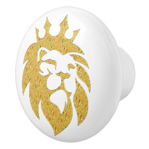 Lion With Crown - Gold Style 1 Ceramic Knob