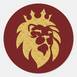 Lion With Crown - Gold Style 1 Classic Round Sticker