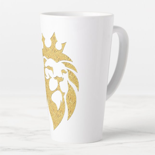 Lion With Crown - Gold Style 1 Latte Mug (Right Angle)
