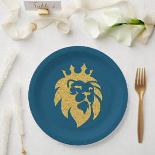 Lion With Crown - Gold Style 1 Paper Plate