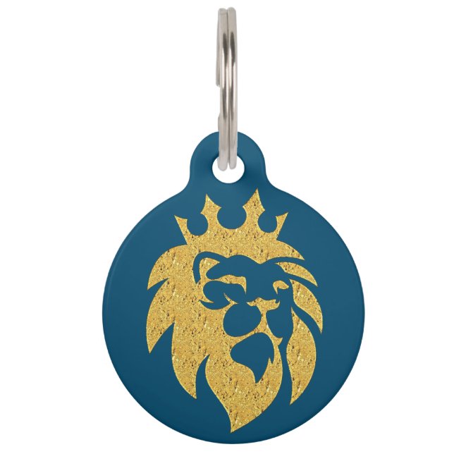Lion With Crown - Gold Style 1 Pet Tag (Front)