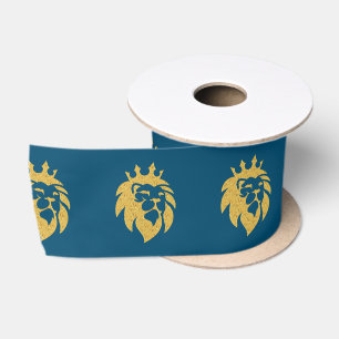 Lion With Crown - Gold Style 1 Satin Ribbon