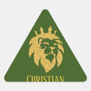 Lion With Crown - Gold Style 1 Triangle Sticker