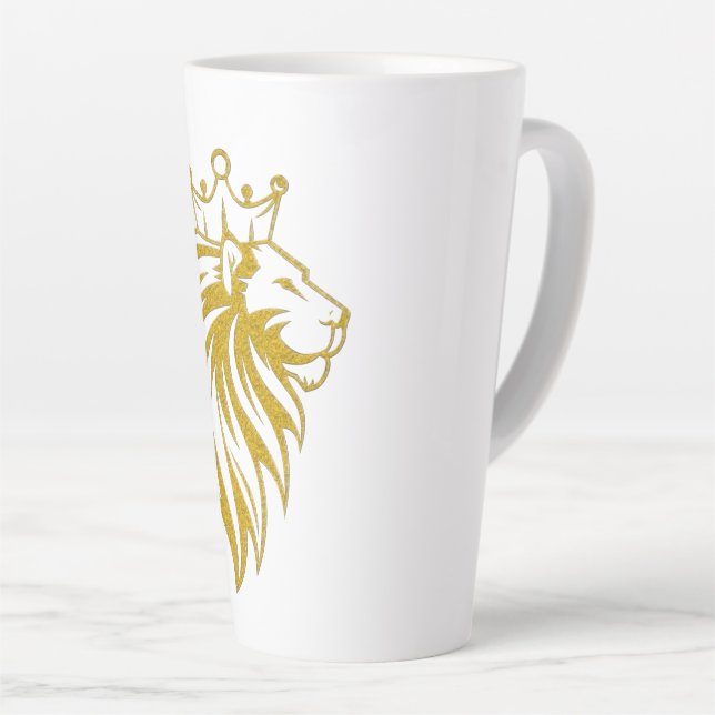 Lion With Crown - Gold Style 2 Latte Mug (Right Angle)